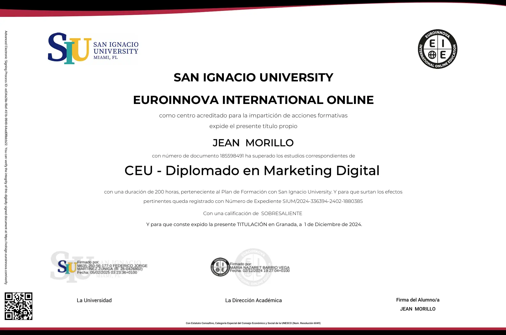 Diploma CEU en Marketing Digital — San Ignacio University / Euroinnova